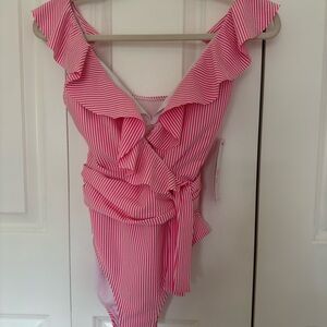 Pink Striped Kids One Piece Swimsuit